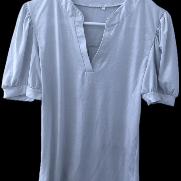 Women's V Neck T Shirts Casual Rolled Short Sleeve Tops Loose Fit - Picture 3 of 4